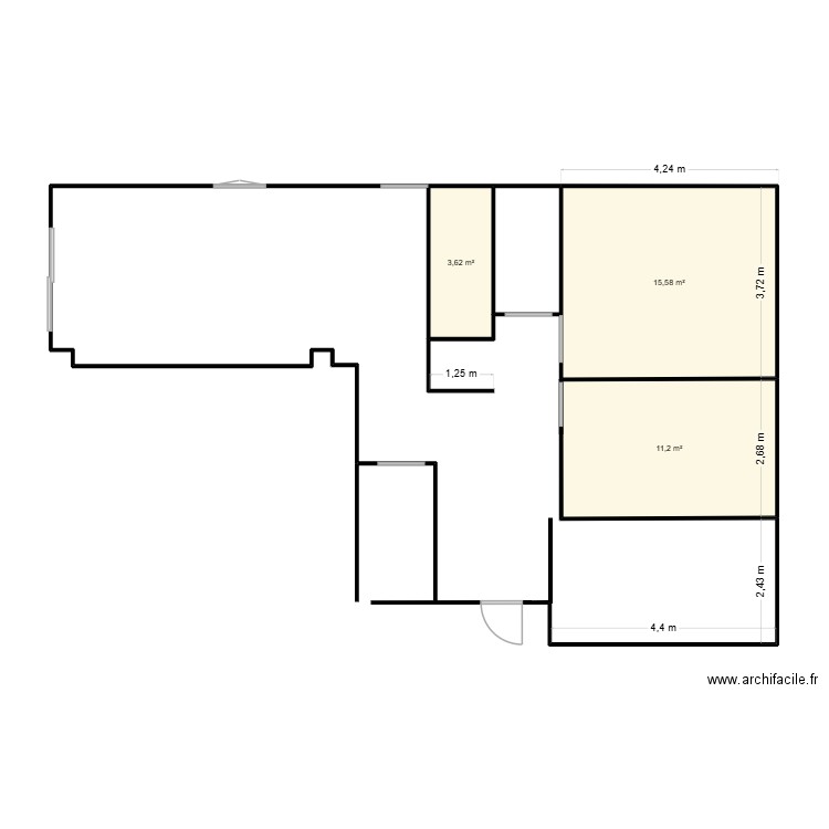 Premier essai. Plan de 3 pièces et 30 m2