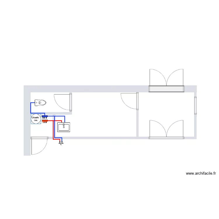RT 25-060 TIC r&eacute;seau EF/EC Sanitaire zone vestiaire. Plan de 