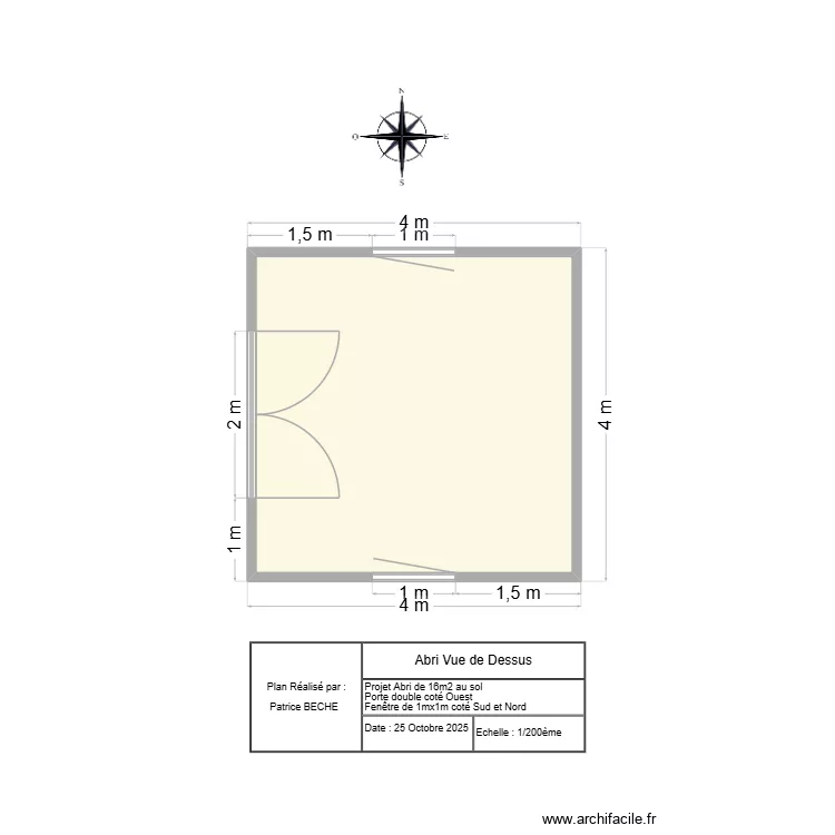 Abri vue de dessus. Plan de 