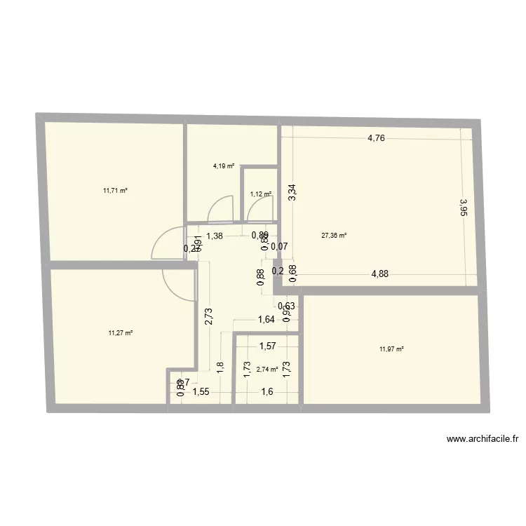 Nouveau RDC1.0. Plan de 13  et 141 m²