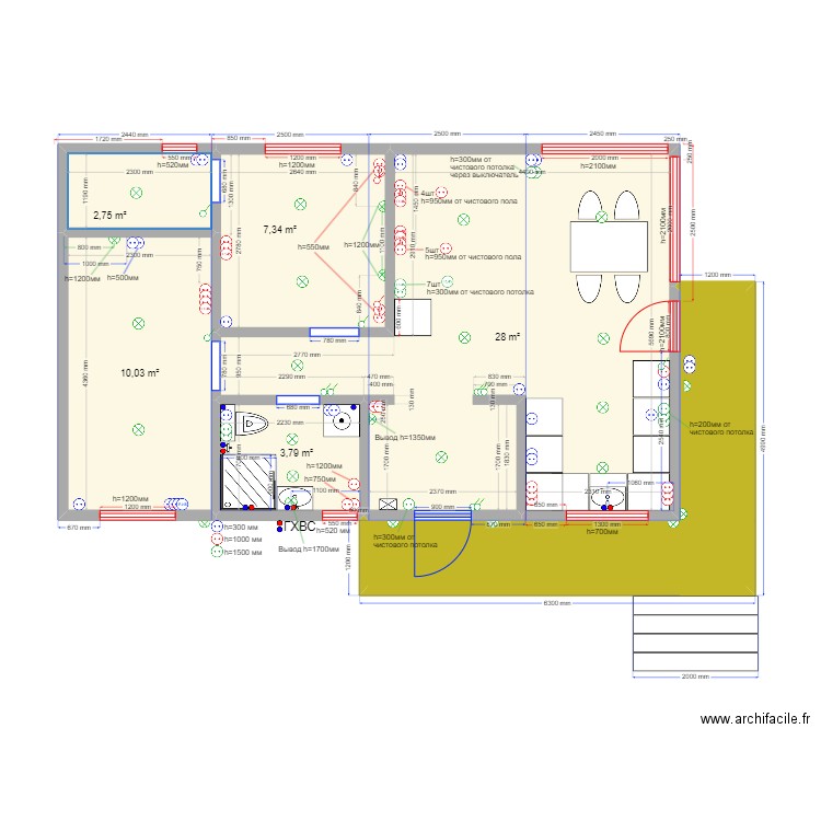 Наталья Пушкино эл. Plan de 6 pièces et 62 m2