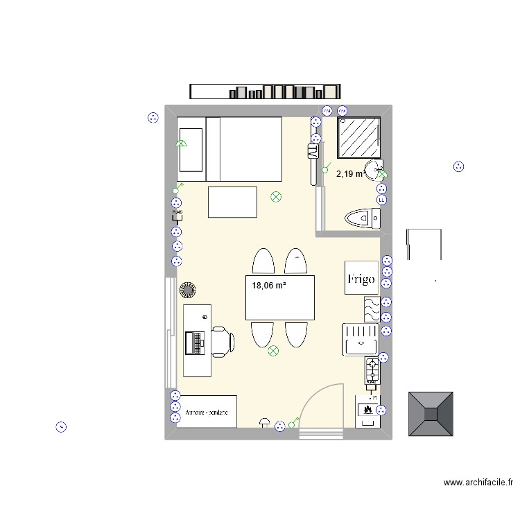 maison minuscule 11 novembre 2025. Plan de 2 pièces et 20 m2