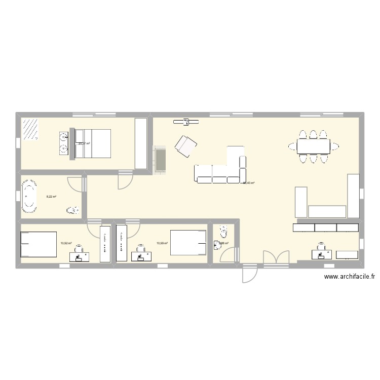 maison. Plan de 6 pièces et 140 m2