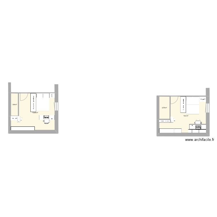 Chambre Anais. Plan de 4 pièces et 38 m2