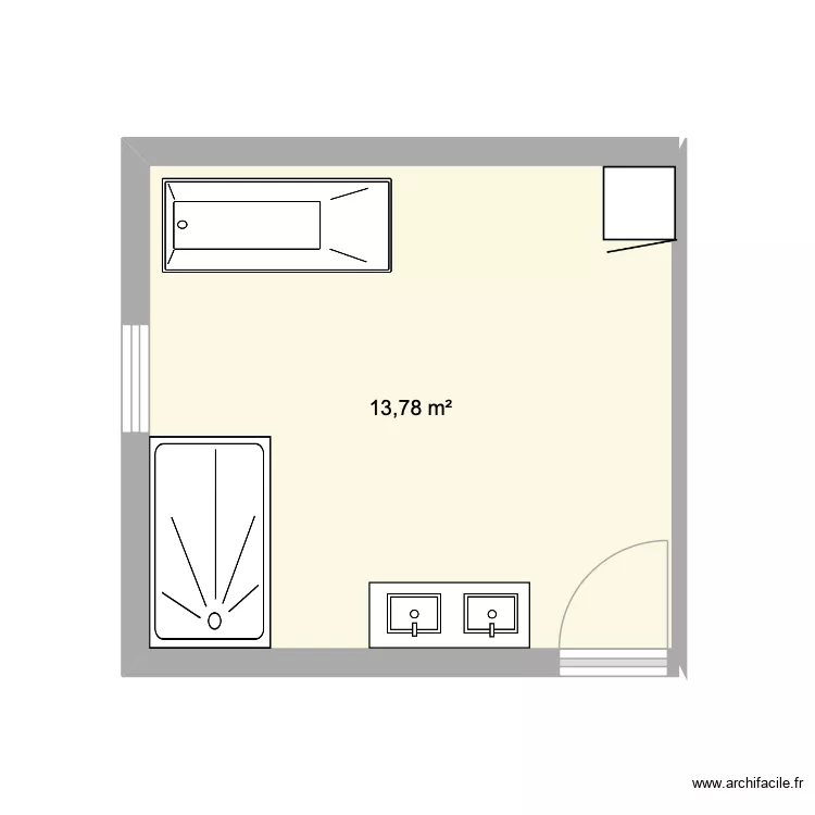 SDB. Plan de 1  et 14 m²