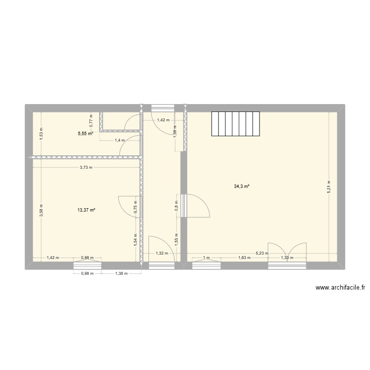 saint martin. Plan de 3 pièces et 53 m2