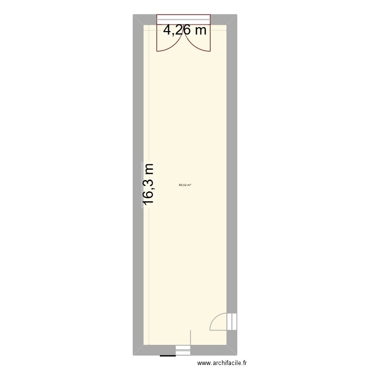 mayran3. Plan de 1 pièce et 70 m2