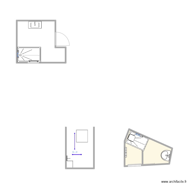 SdB3. Plan de 3 pièces et 10 m2