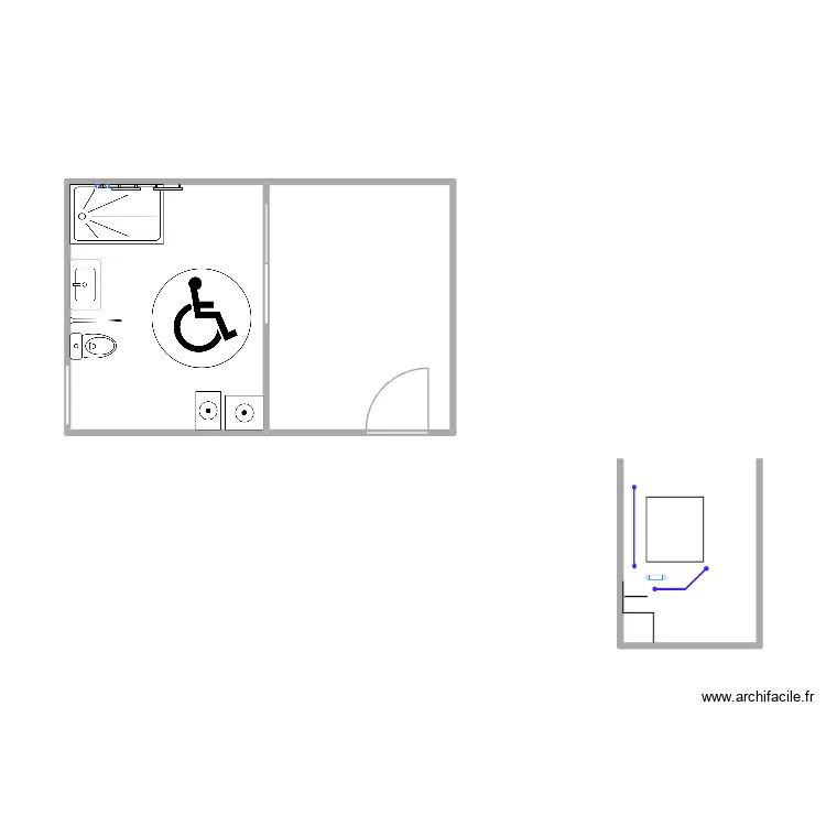 SdB3. Plan de 2  et 21 m²