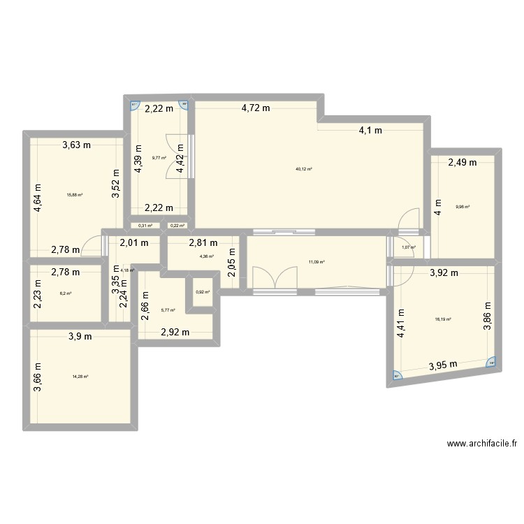 60-6 elec. Plan de 15 pièces et 140 m2