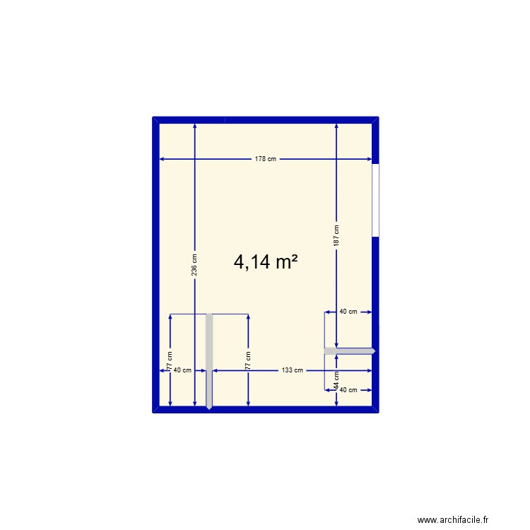 SDB KER. Plan de 1 pièce et 4 m2