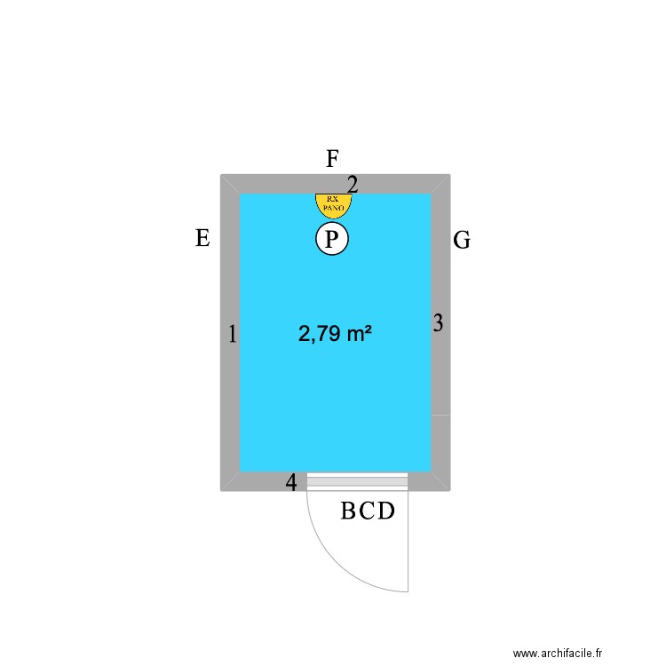 RADIOLOGIE Dr DELABRE. Plan de 1 pièce et 3 m2