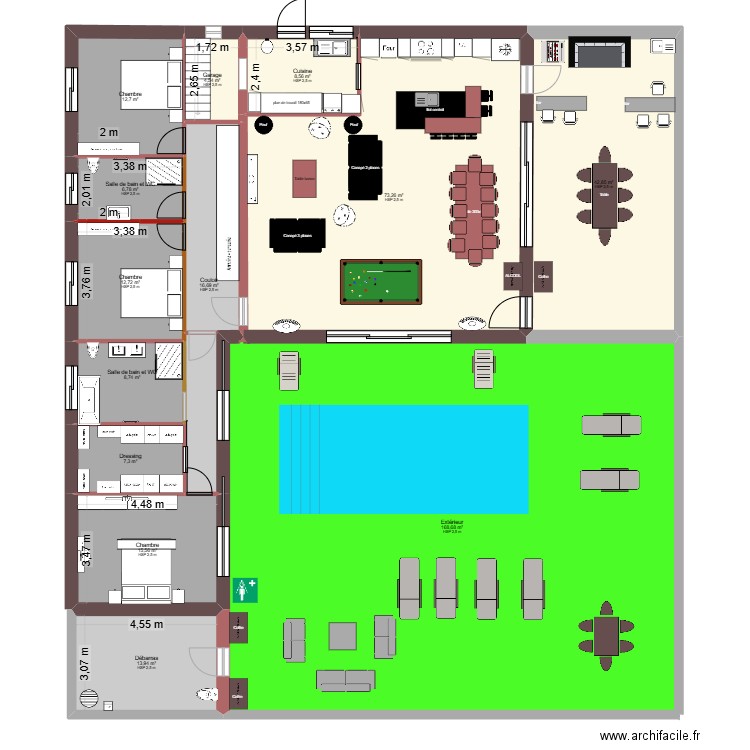 BonannoSudpetite travertin sous sol. Plan de 13 pièces et 392 m2