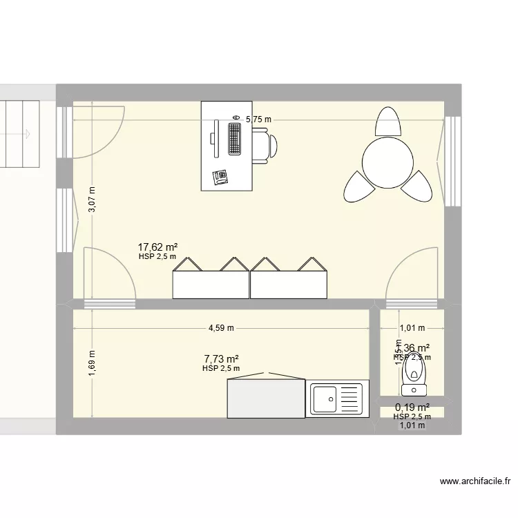 bureau location. Plan de 5  et 115 m²