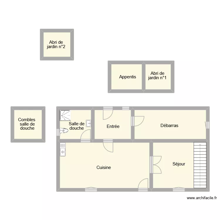 naret rdc. Plan de 9  et 91 m²