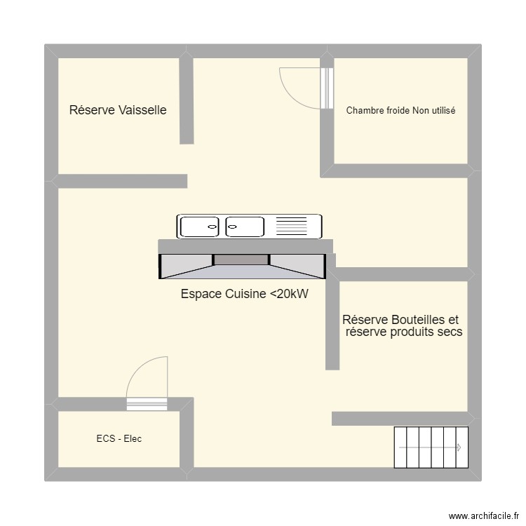 Quai 31 - Sous-sol. Plan de 3 pièces et 59 m2