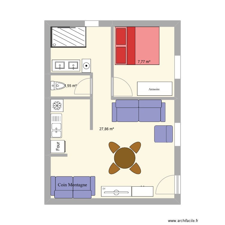 BRIR03. Plan de 3 pièces et 37 m2