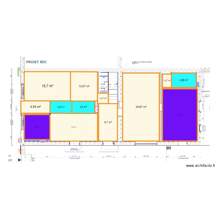 sols rdc. Plan de 13 pièces et 146 m2
