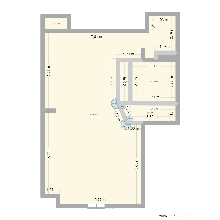 la pose 2. Plan de 6 pièces et 97 m2