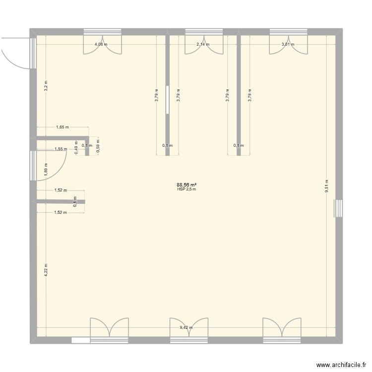 Compère Guilleri REGINE 4. Plan de 1 pièce et 89 m2