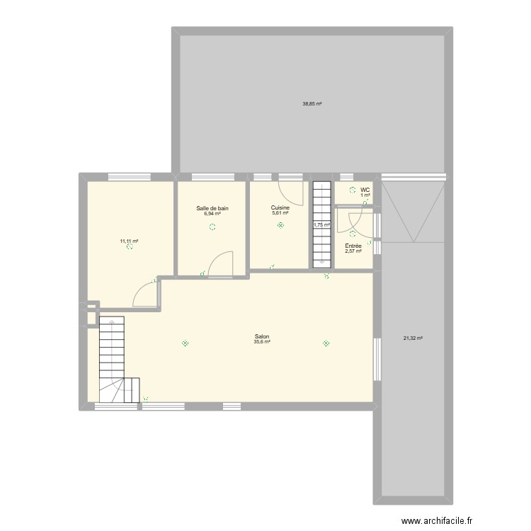 PLAN LIEVIN APRES TRAVAUX. Plan de 11 pièces et 125 m2