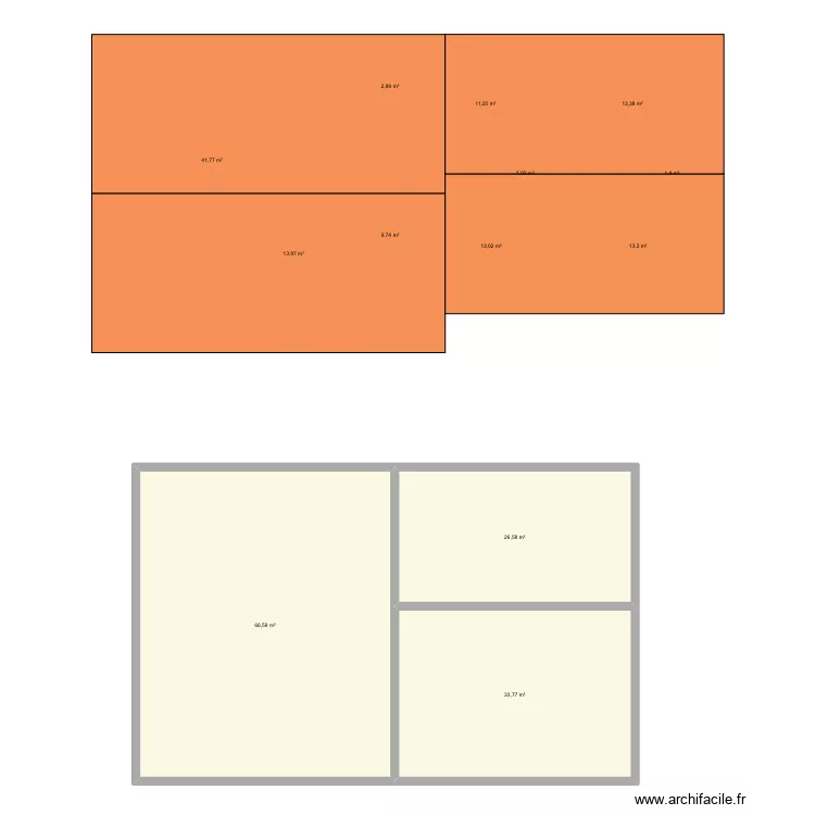 Champ st p&egrave;re. Plan de 13  et 253 m²