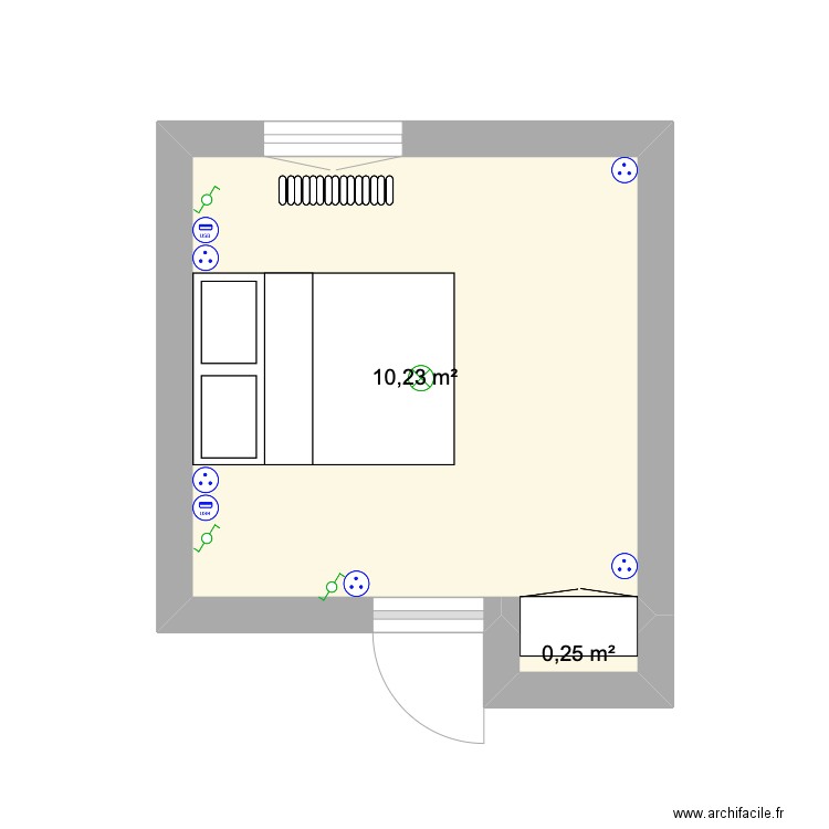 Chambre Camille&Raf. Plan de 2 pièces et 10 m2