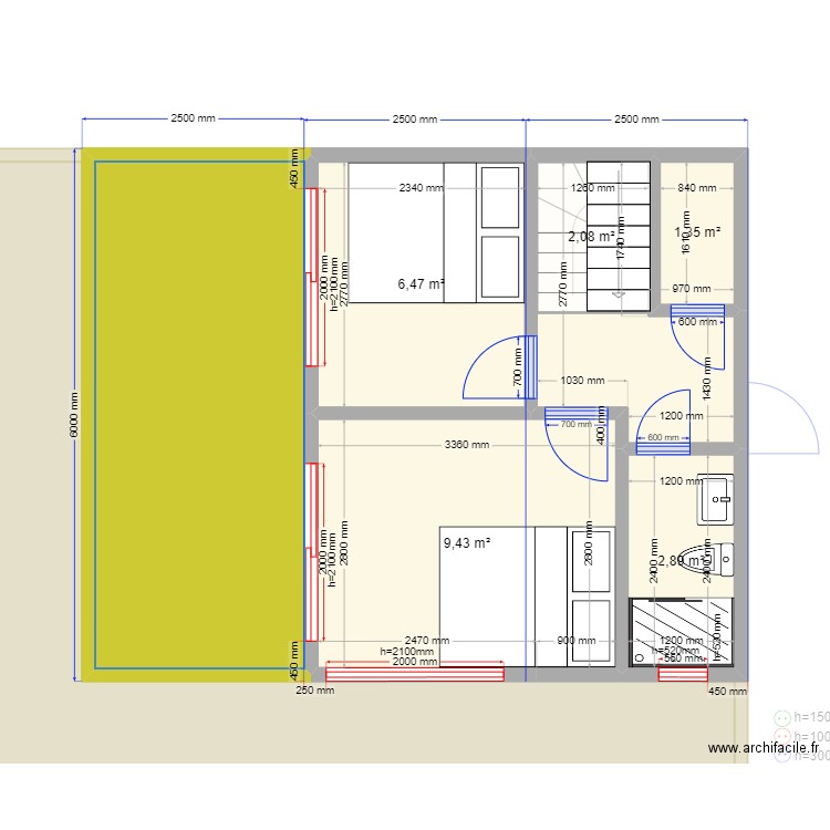 75 2.2 Приветное. Plan de 11 pièces et 108 m2