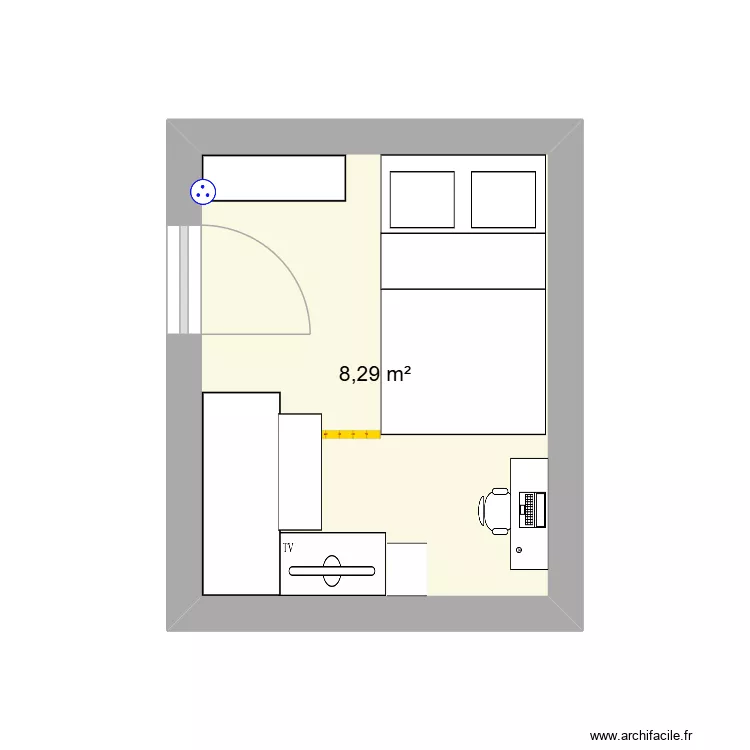 chambre. Plan de 1  et 8 m²