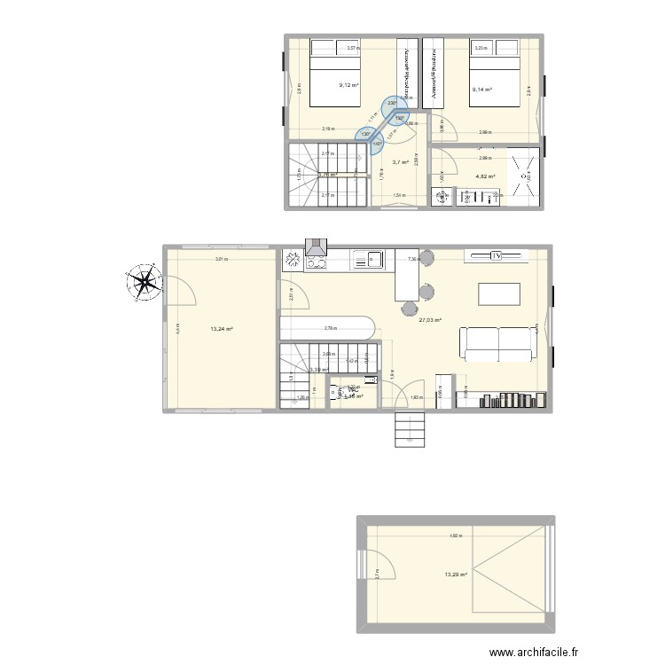 maison oullins. Plan de 10 pièces et 89 m2