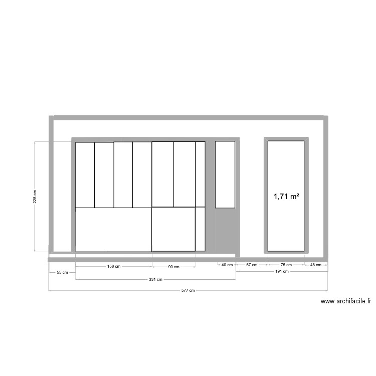 PORTE GARAGE v52. Plan de 1 pièce et 2 m2