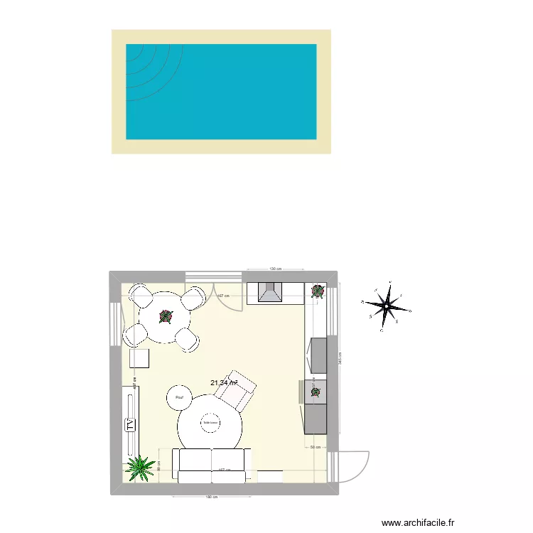 S&eacute;n&eacute;chas. Plan de 1  et 21 m²