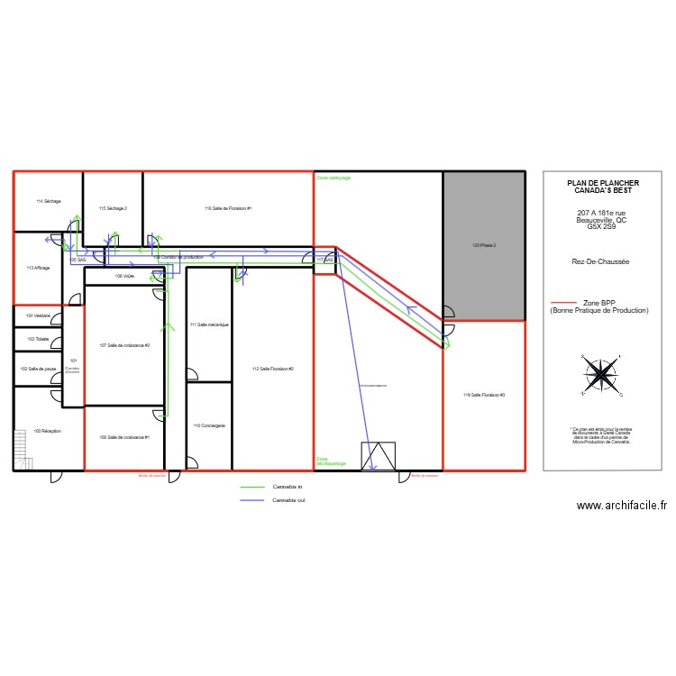 Cannabis flow . Plan de 23 pièces et 771 m2