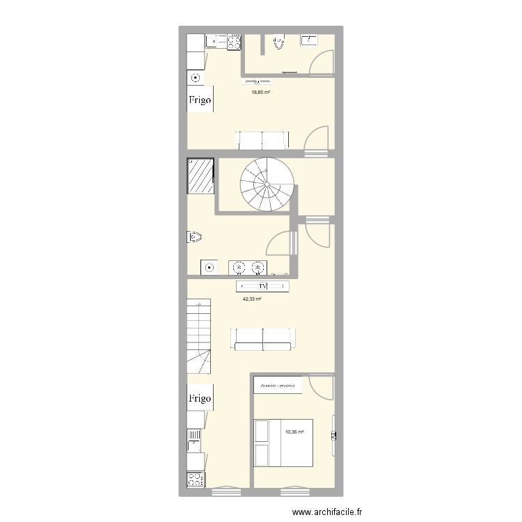 moissac2. Plan de 3 pièces et 72 m2