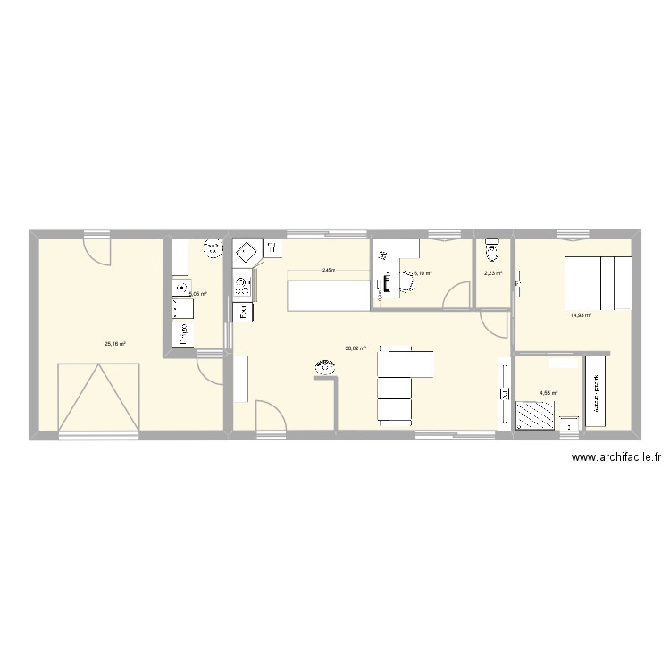 projet-v2. Plan de 7 pièces et 96 m2