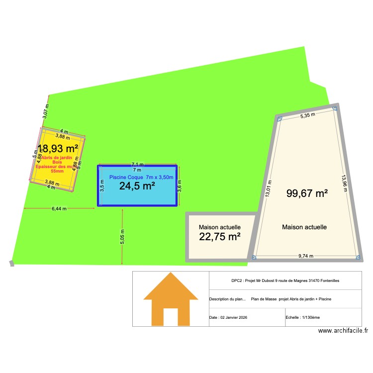 DPC 2 definitif. Plan de 4 pièces et 166 m2