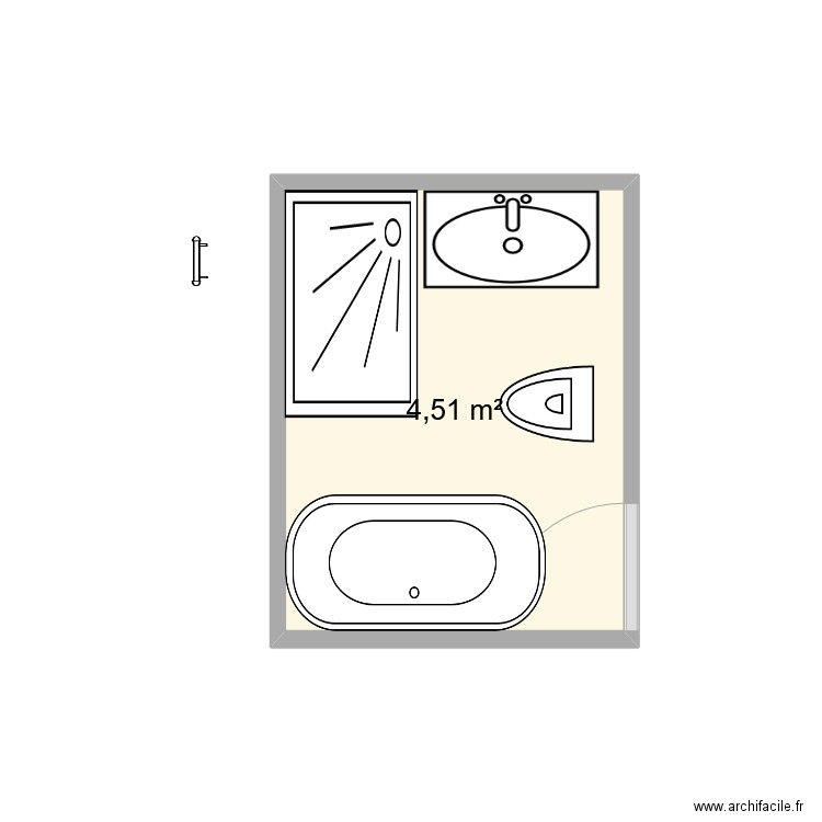 WC 1. Plan de 1 pièce et 5 m2