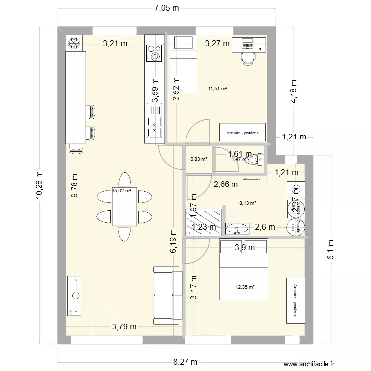 Douvrin avec extension. Plan de 6 et 69 m² Douvrin avec extension. Plan de 6 et 69 m²