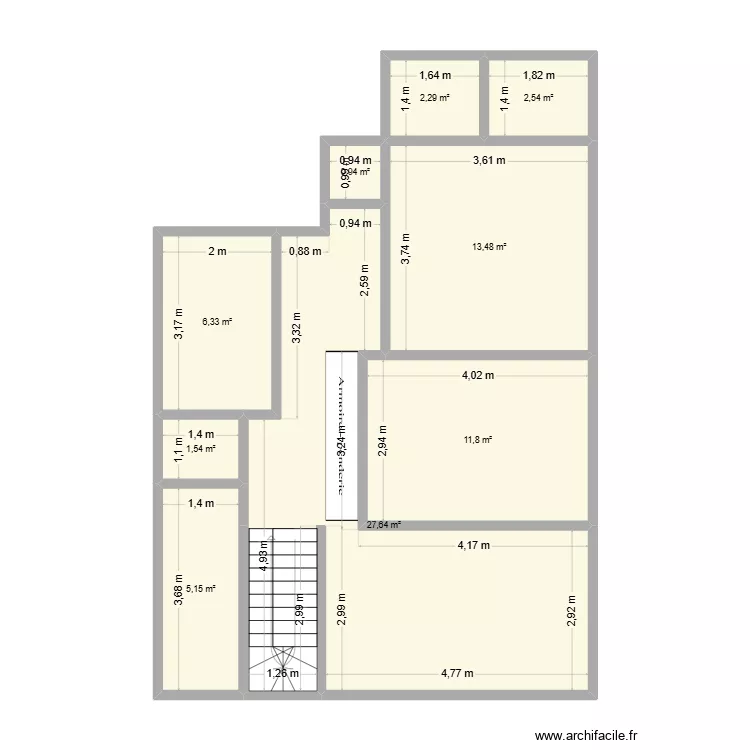 Saint Louis actuel &eacute;tage 2. Plan de 9  et 72 m²