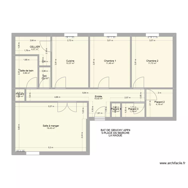 BAT DE GRUCHY APP4. Plan de 12  et 80 m²