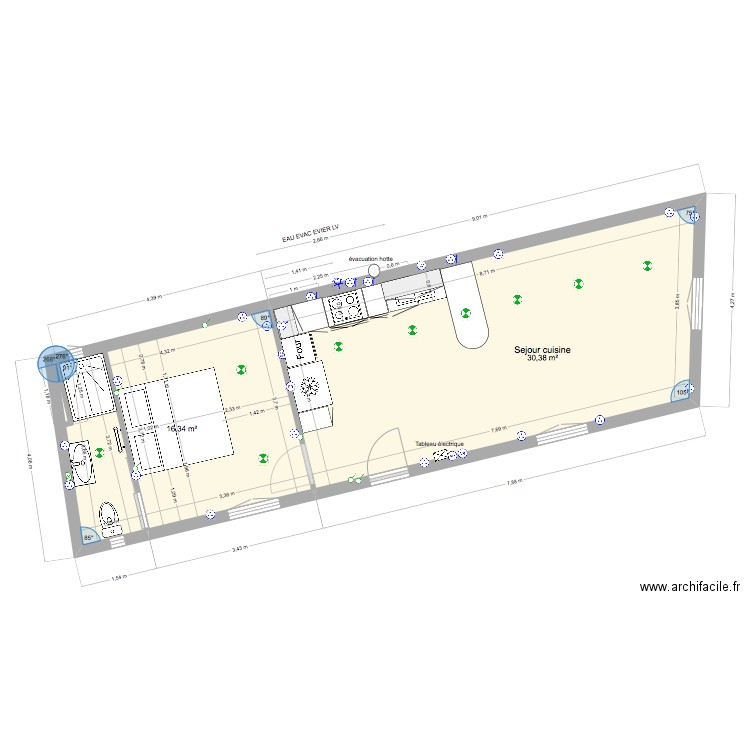 MAISON DU HAUT 1ÉR ETAGE. Plan de 3 pièces et 48 m2