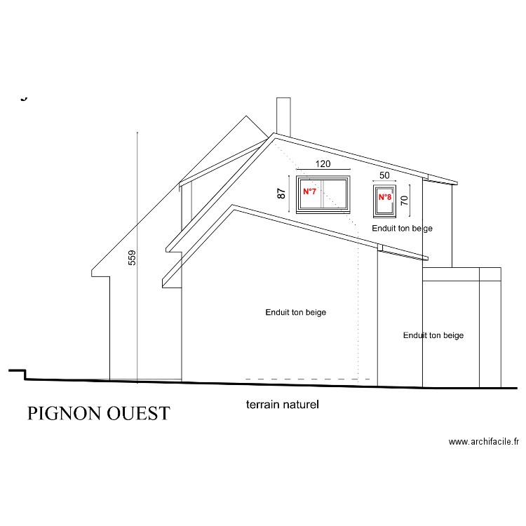 Pignon ouest (sept 25). Plan de 0 pièce et 0 m2