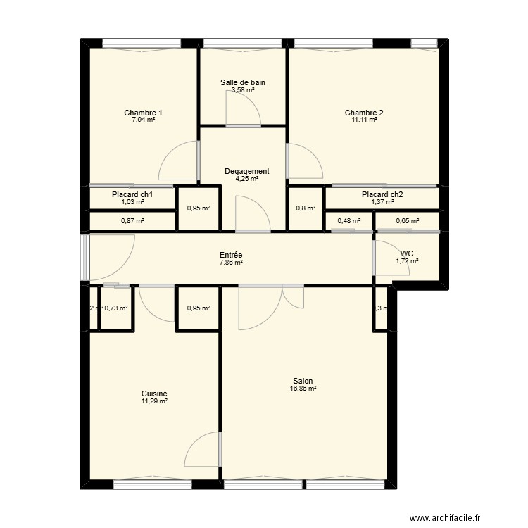 lgt fonction V2 B. Plan de 19 pièces et 73 m2