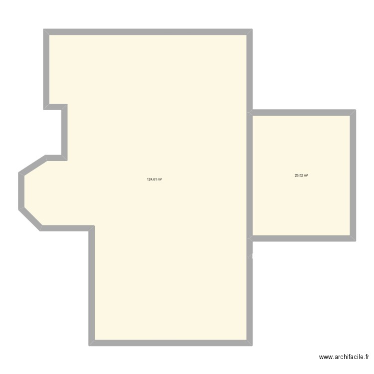 agrandissement. Plan de 2 pièces et 151 m2