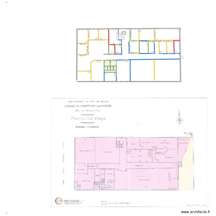 CHAMPIGNY. Plan de 4 pièces et 14 m2