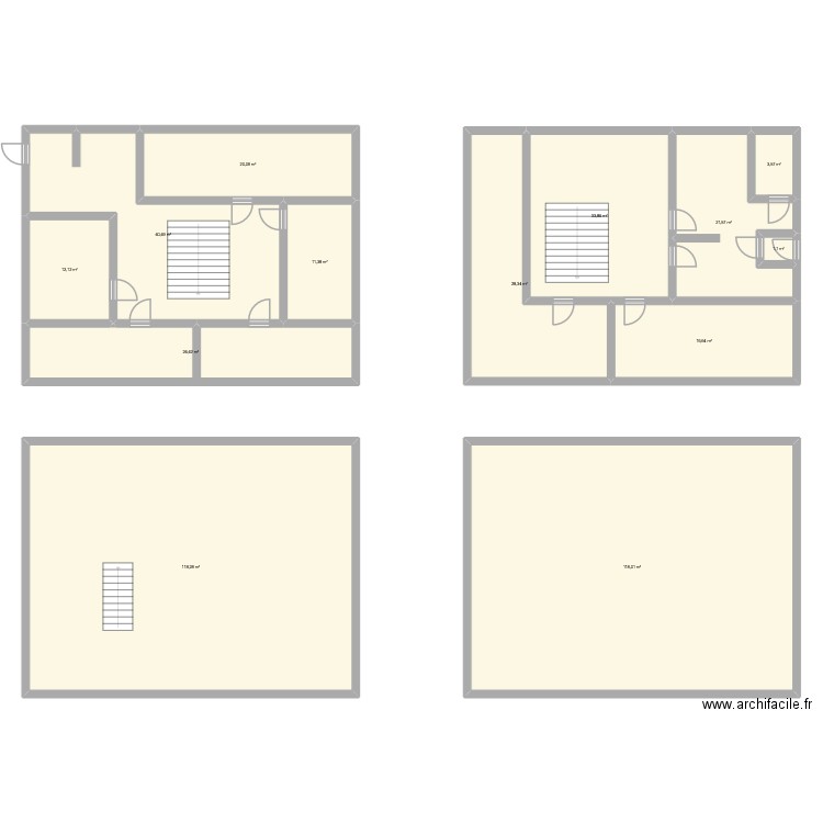 Stage. Plan de 13 pièces et 453 m2