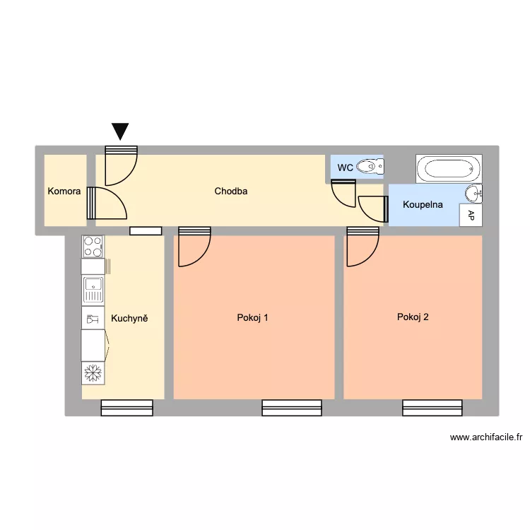 Opletalova 799, byt 18. Plan de 8 Pièces et 60 m²