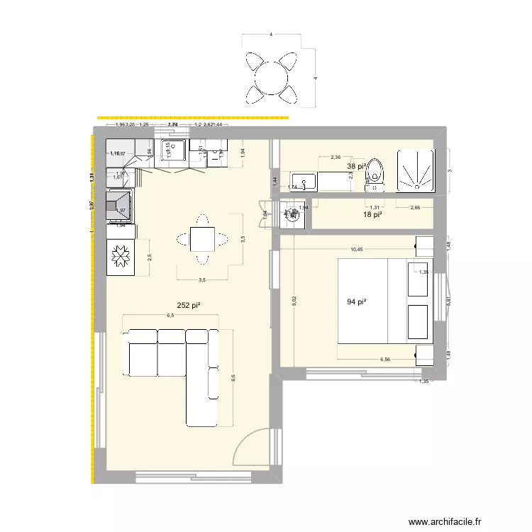 Chamet. Plan de 5  et 38 m²