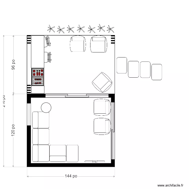 Caro 4. Plan de 2  et 17 m²