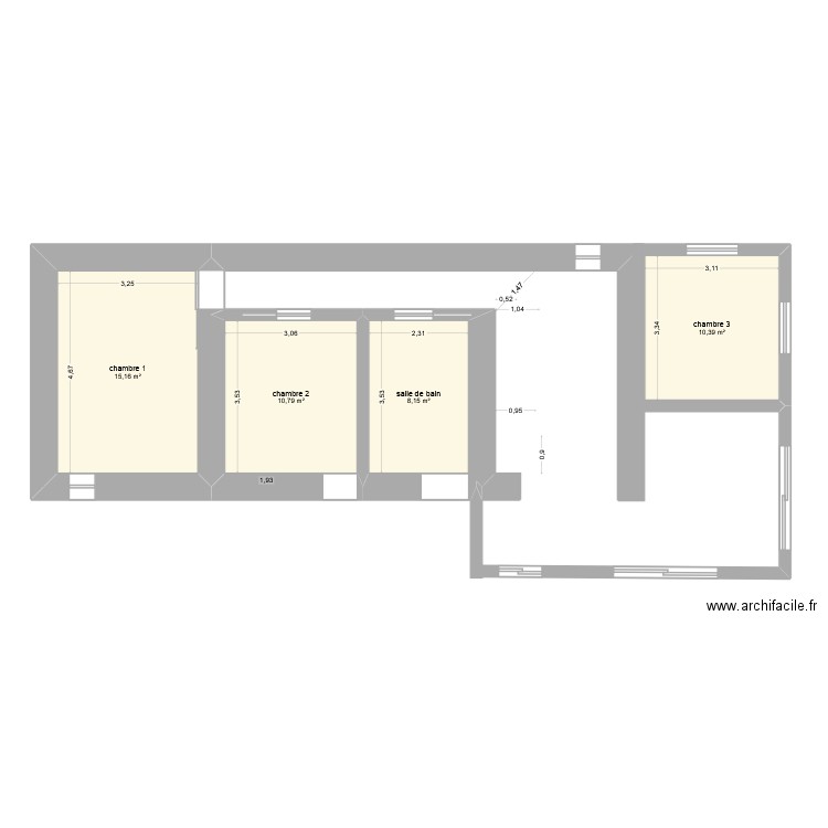 st michel 3. Plan de 4 pièces et 44 m2